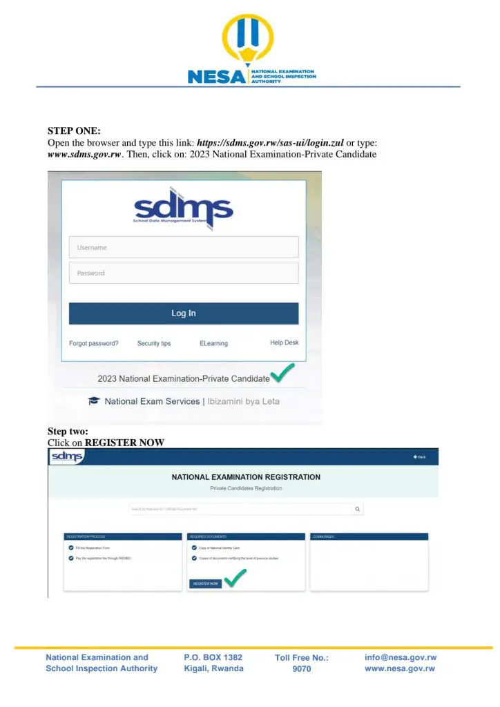 NESA OFFICIAL GUIDELINES FOR PRIVATE CANDIDATES REGISTRATION PROCESS IN