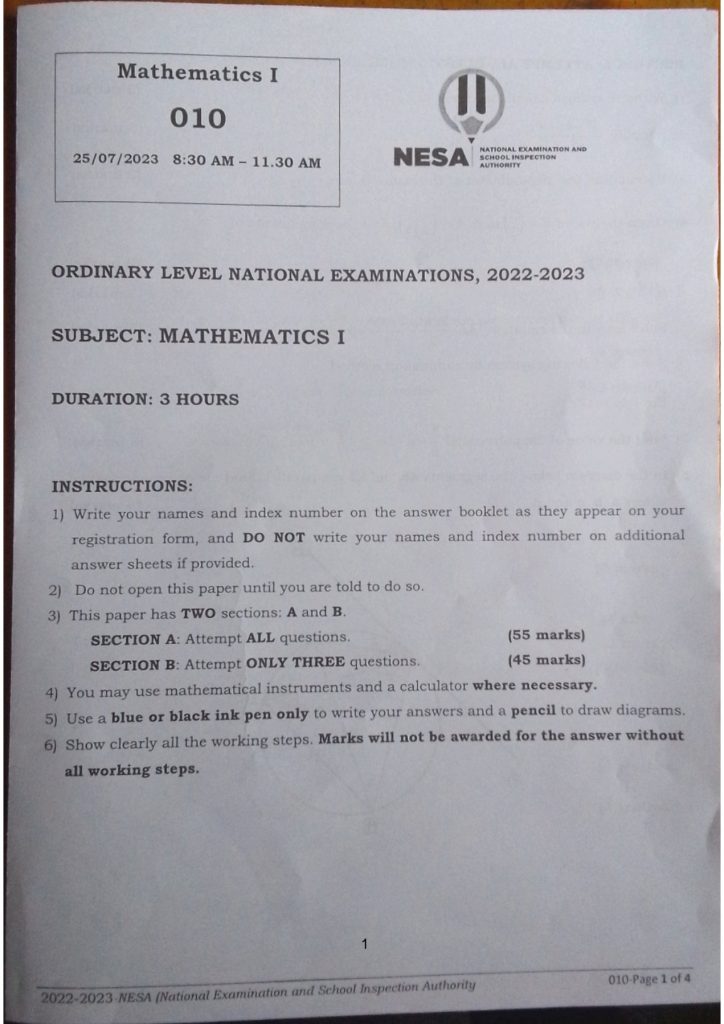 NESA S3 MATHEMATICS NATIONAL EXAMINATION PAST PAPER 2023 NEWS WITHIN