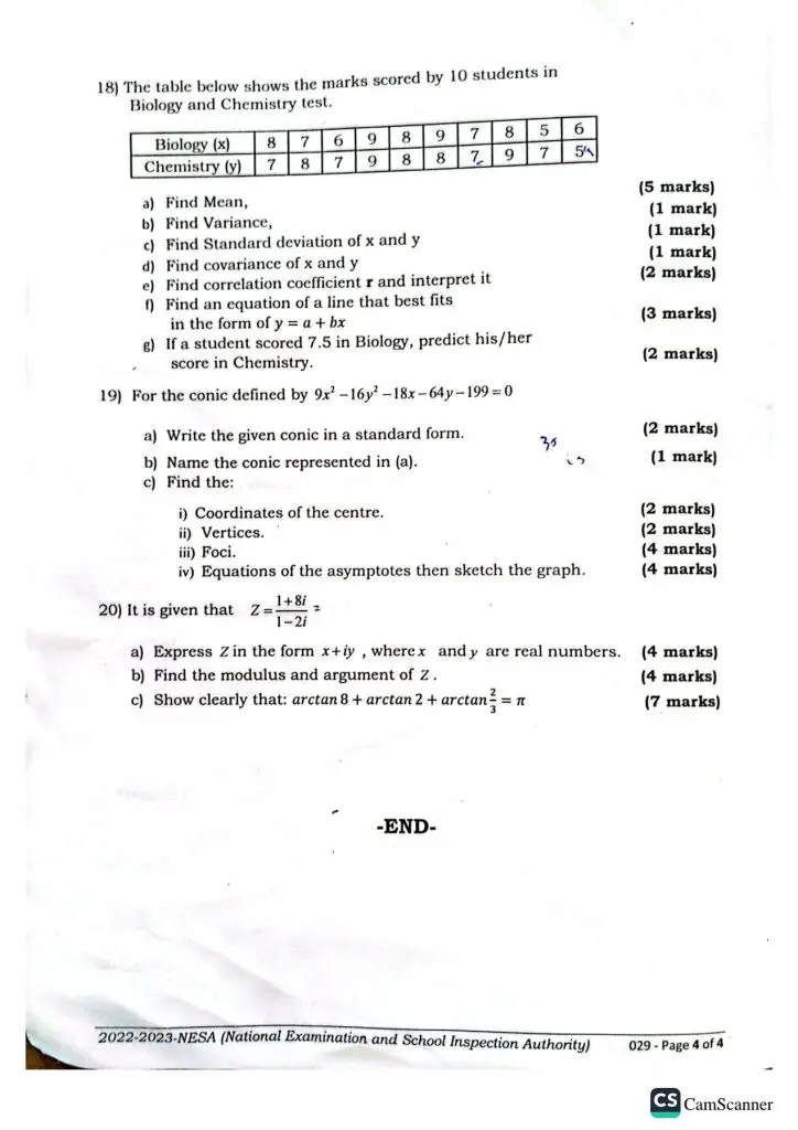 NESA S6 MATHEMATICS NATIONAL EXAMINATION PAST PAPER 2023 NEWS WITHIN